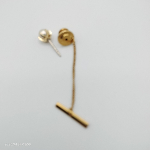 Vintage Golden Pearl Tie Tack 1960s Pin Men's Suit Formal Classic Luxury - Picture 5 of 7